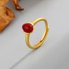 100% 925 Sterling Silver Jewelry Simple Red Onyx Adjustable Wedding Silver Rings for Women Girls Fashion Anel De Prata Bijoux