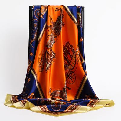 90*90cm Quadratische Seidenschals Damen Foulard Kopftuch Damen Schal Wickeltuch Schal Pareo Bandana Weiblich Chiffon Hijab Poncho Strand