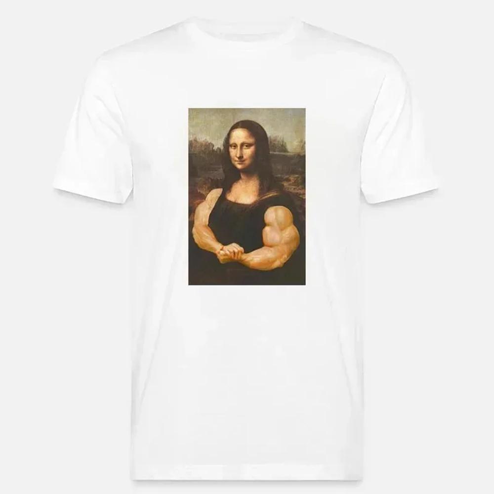 

New Arrival Mona Lisa Bodybuilding T-shirt Muscle Gym Mimics Funny Funny Drawing Casual Graphic T-shirt Camo Fashion 62435 4XL