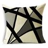 Black And White Collection Geometric Prints Linen Pillowcase Square Bedroom Car Decor Cushion Cover 40Cm/45Cm And 50Cm