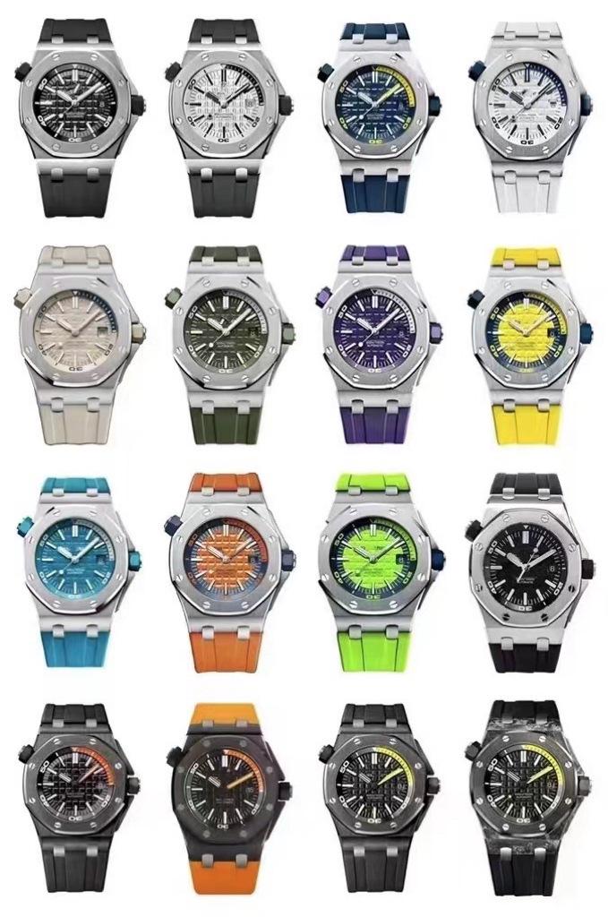 Pánské automatické mechanické hodinky Royal Oak A-P řady 15720 s kalendářem a svítícím silikonovým velkým ciferníkem