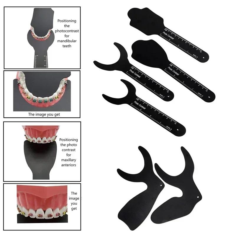 Dental Orthodontic Black Background Board Photo Image Contrast Oral Cheek Plate with Scale Mark Autoclavable Tools