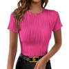 Women's Solid Color Round Neck Slim Short Sleeve T-shirt Top