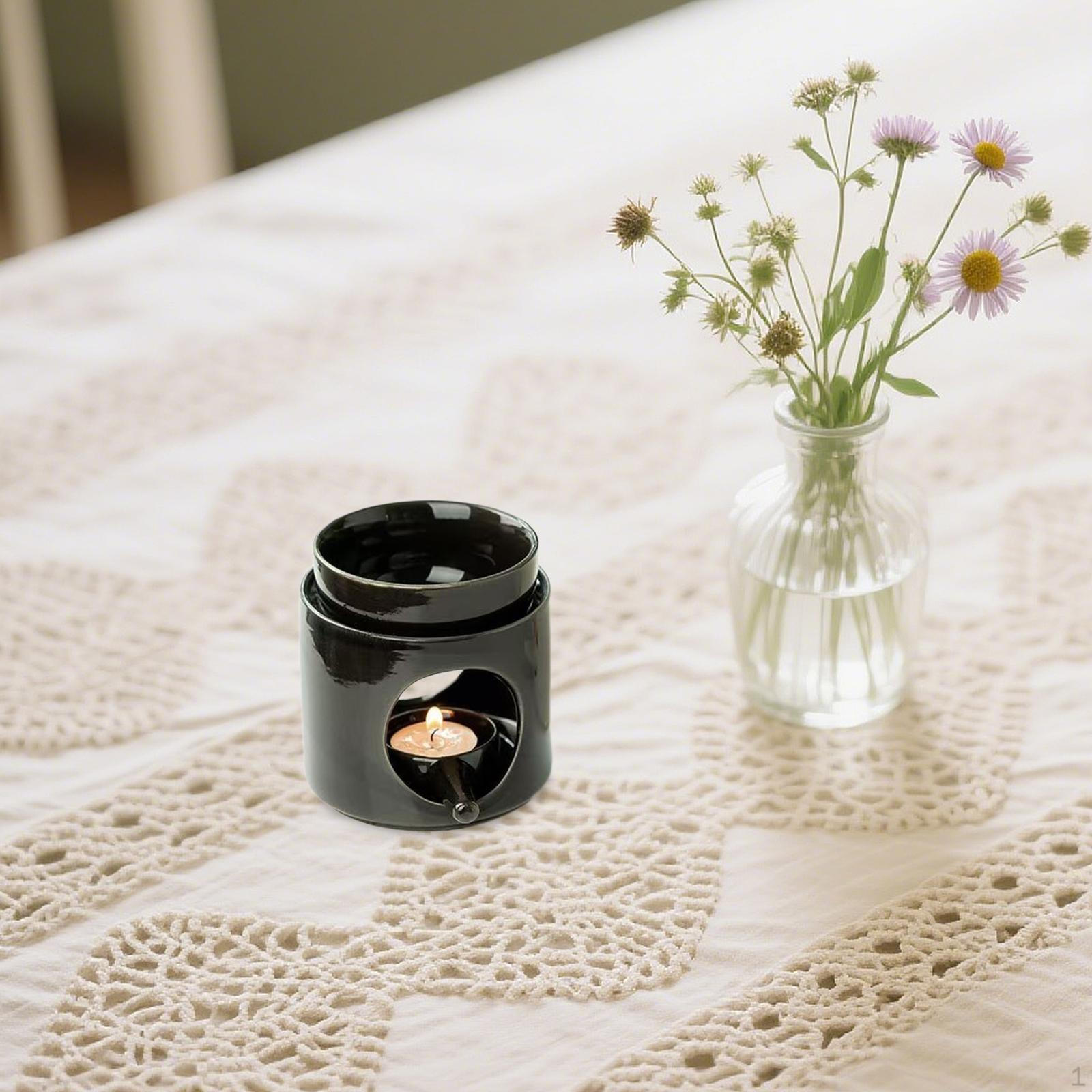

Ceramic Essential Oil Burner, Fragrance Warmer, Diffuser for Wedding, Party, Living чёрный