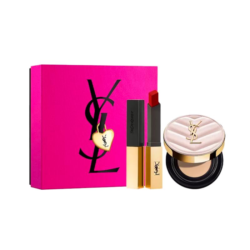 SAINT LAURENT 520 Limited Flawless Cushion Lipstick Red Box Makeup Sets #B10+#1966 Gentle