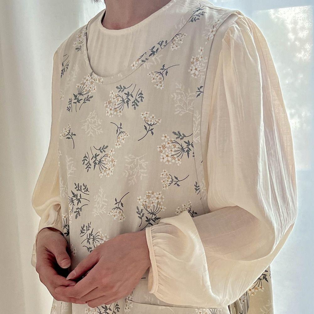 Pure Cotton Waterproof Apron Japanese Korean Style Chef Apron Household Sleeveless Apron  Florist