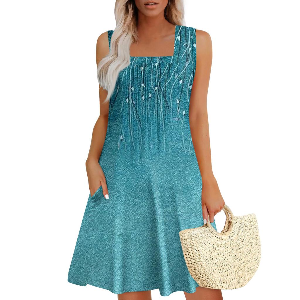 Womens Summer Dresses Loose  Sleeveless Sundresses Dress With Pockets