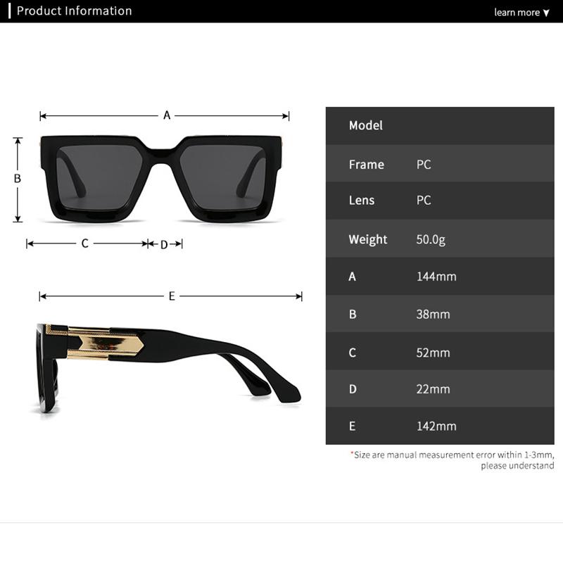 Classic Big Concave Frame Square Sunglasses Women For Men Luxury Brand Designer Vintage Punk Sunglasses Popular Driving Shades