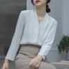Camicia Formale da Donna con Scollo a V e Maniche Lunghe - Collezione Autunno 2026 in Bianco Latte o Albicocca.