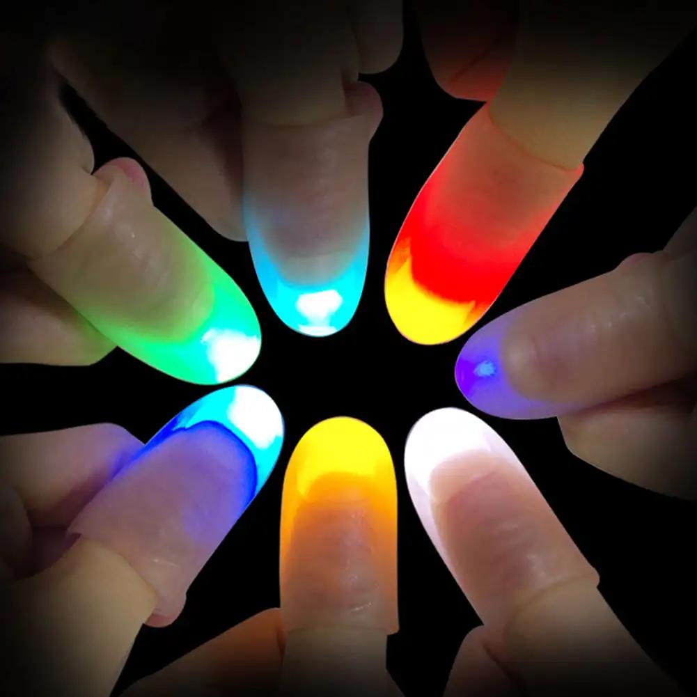 Magic Thumbs Light Toys for Adult, Magic Trick Props, Blue Light, LED Flashing Fingers, Halloween Party Toys for Children