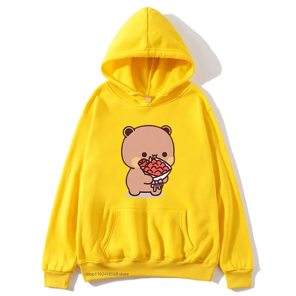 Cute Dudu Is Welcome Home Bubu Hoodies for Women Cute Panda Bears Sweatshirts Couple Clothes Men Kawaii Girls Pullover