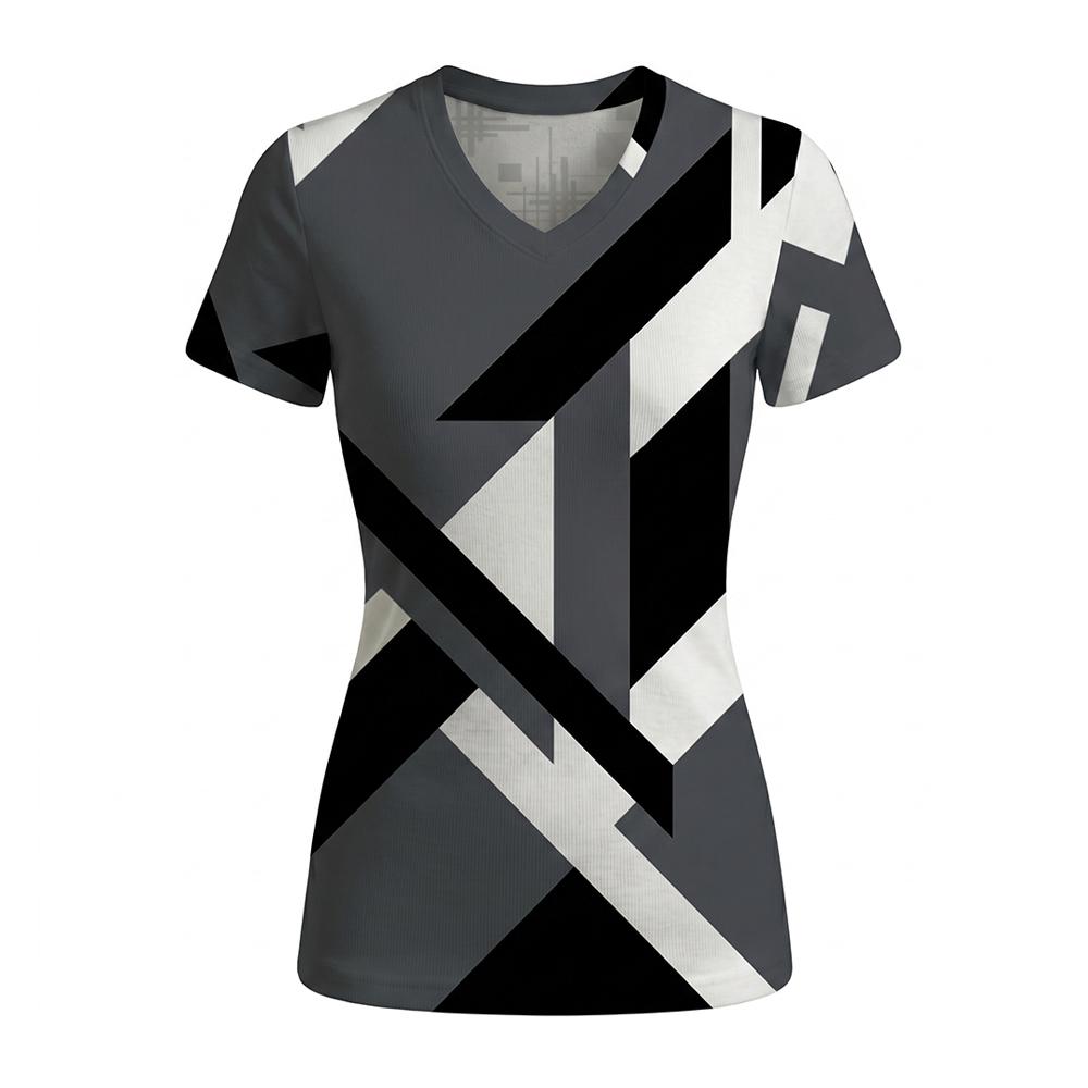 Women's Geometric Abstract Print V-Neck T Shirt Daily Casual