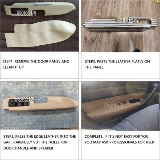 2*Black Leather+Red Line Front Door Panel Armrest Cover For 07-11 Honda CRV CR-V