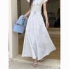Cotton Blended Floral Midi Skirt With High Waist For Spring Summer Fashion Collection