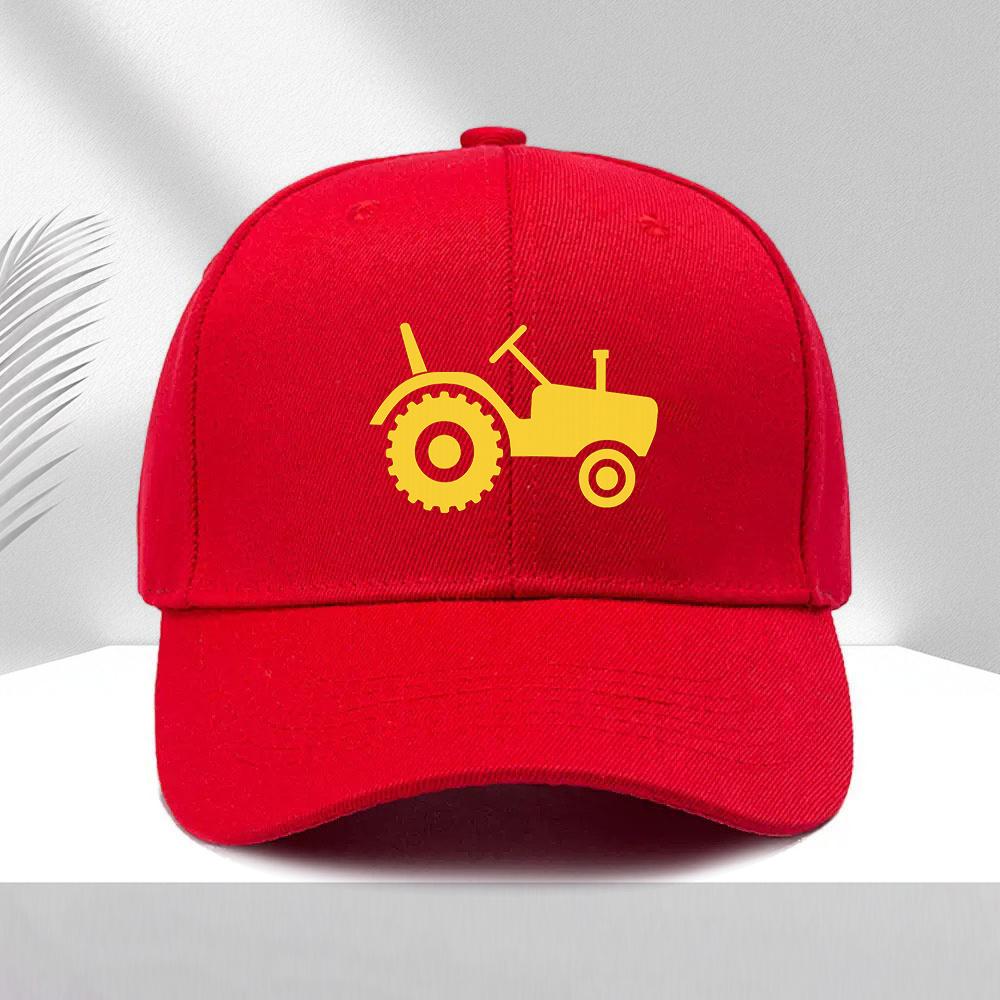 Yellow Tractor Graphic Polyester Baseball Cap Adjustable Unisex Outdoor Casual Farm Hat