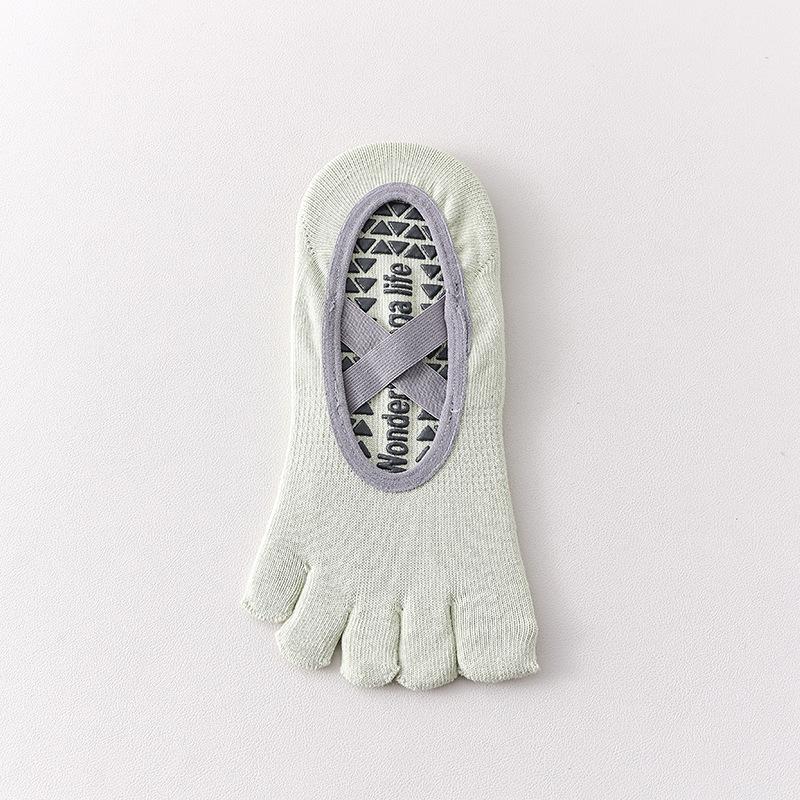 Female Summer Professional Indoor Fitness Exercise Yoga Pilates Cotton Non Slip Shock Absorption Five Finger Socks