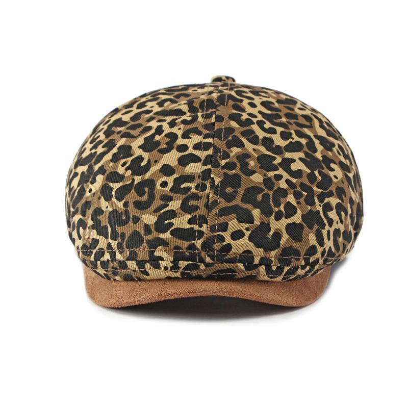 Retro Leopardendruck Progressivkappe Damen Britische Retro Maler Beret