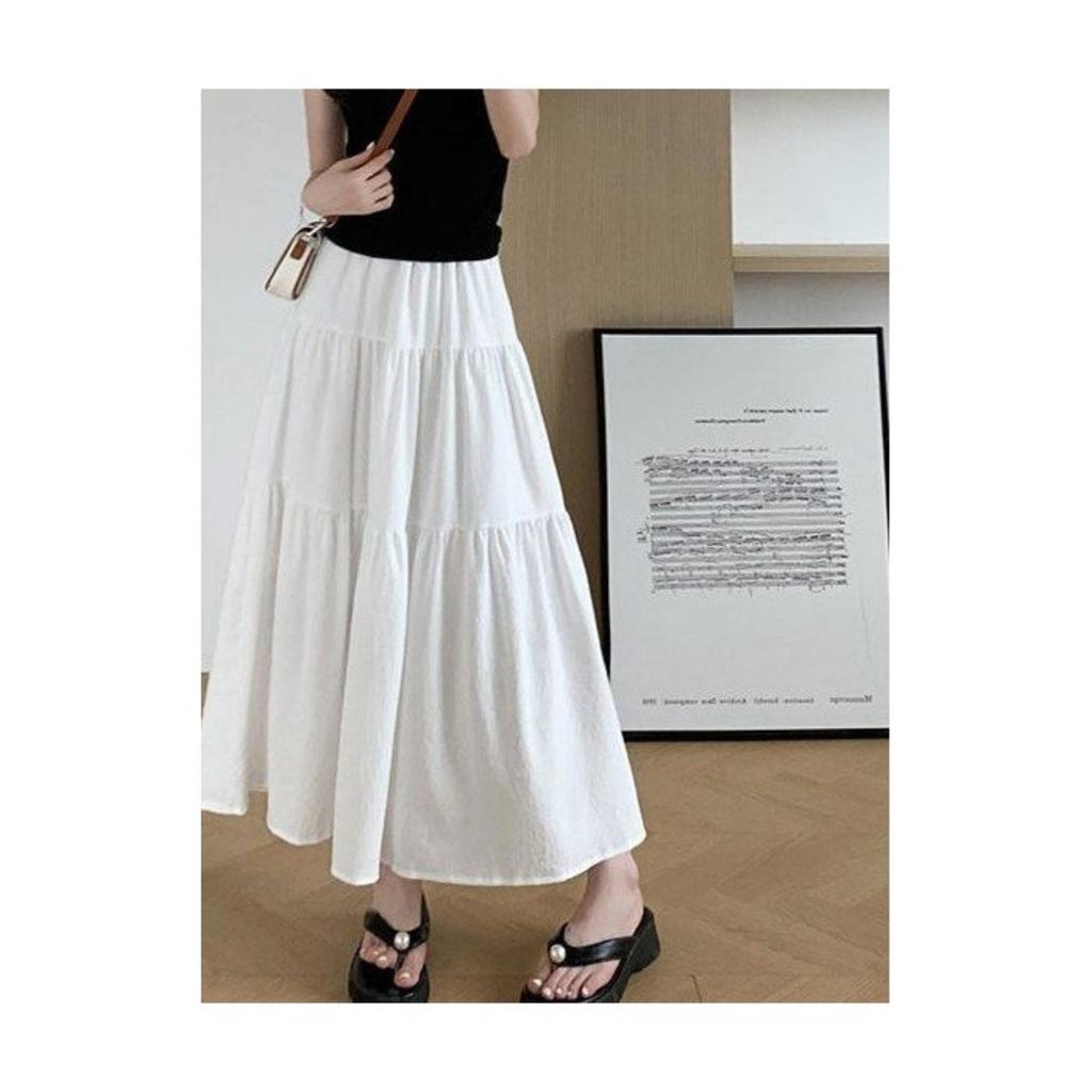 Women's High Waist Tiered A-Line Skirt Elegant Draped Long Skirt For Summer Vacation