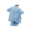 Li Ning Reignite Series Sternenprint Lockere Waschung Denimjacke Unisex Jacke Blau AJDU109-1