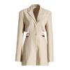 Elegant Designer Hollowed-Out Waist Slim-Fit One-Button Little Black Suit Dress