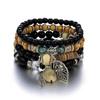 Bohemian Beaded Shell & Leaf Pendant Layered Bracelet Set
