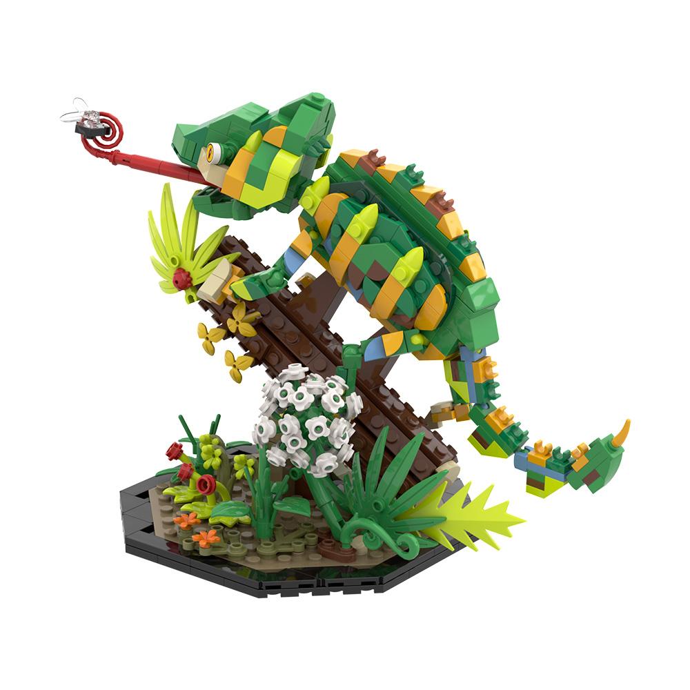 Gobricks MOC Chameleon Bricks Reptile Pet LizardInsect Building Blocks Toys Gift