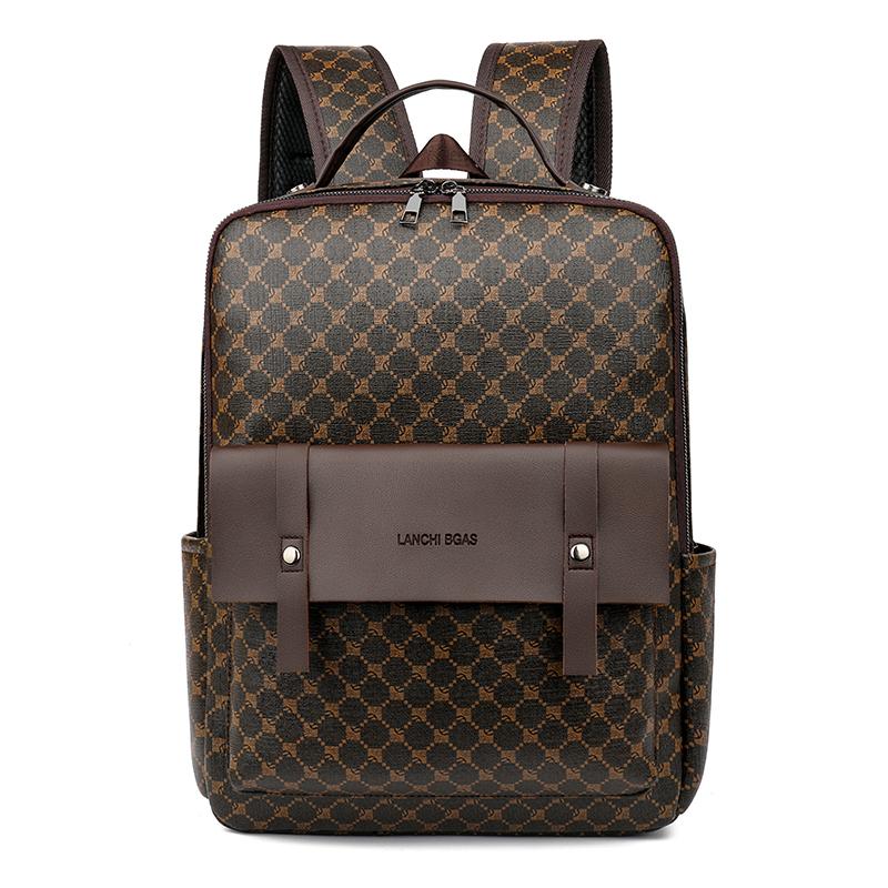 Fashion Luxury Men's Backpacks High Quality Large Capacity Computer Bag Waterproof PU Shoulder Handbag Vintage Style School Bag