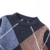 European and American style, new women's clothing, foreign style, fashionable, casual fashion long-sleeved rhombus knitted sweater