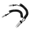 2 In 1 USB A & Type C Car Charging Cable with Stretchable Spring Charging Data Cable for Multiple Devices