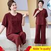 Damen Plus Size Baumwollsatin Chinesischer Stil Zweiteiliger Sommeranzug