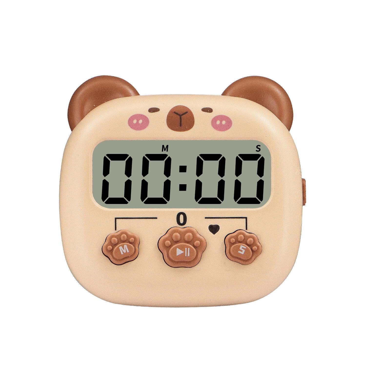 

Electronic Timer, Cartoon Digital Time Management, Mini Kitchen Reminder for Elementary School Students Light brown