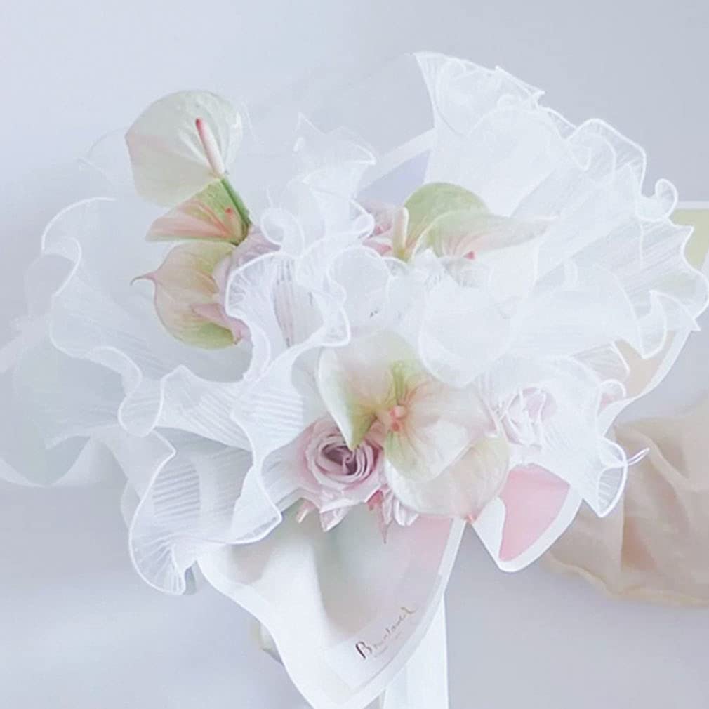 Pearl-edged bouquet wrapping paper, mesh flower wrapping paper, bouquet wrapping mesh paper, wrinkled wave mesh, Valentine's Day