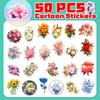 50 Retro Flowers Doodle Decals Plant Flowers Hand Account Cartoon Creative Hand Account Decals Premium Durable