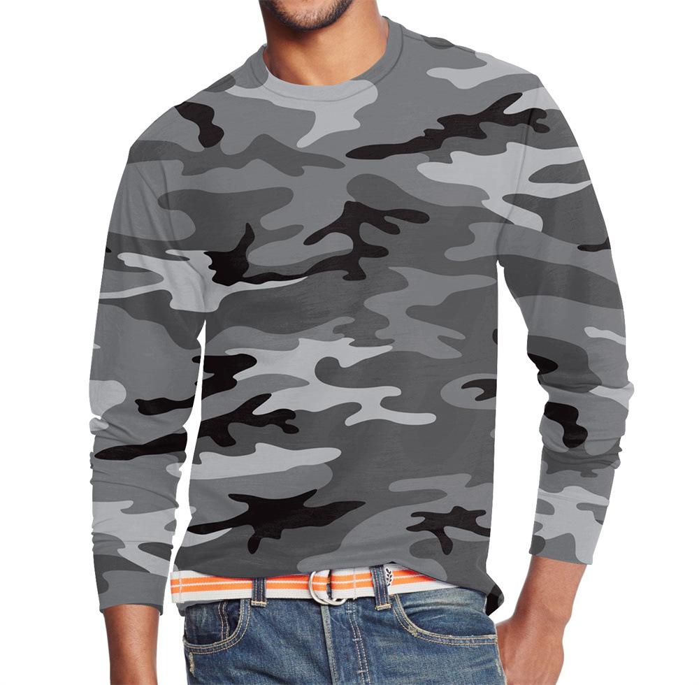 Men's Summer Long Sleeve 3d Camouflage Graphic Print T-Shirt Top Men Streetwear Clothing O Neck Long Sleeve T-Shirt Women's Pullover