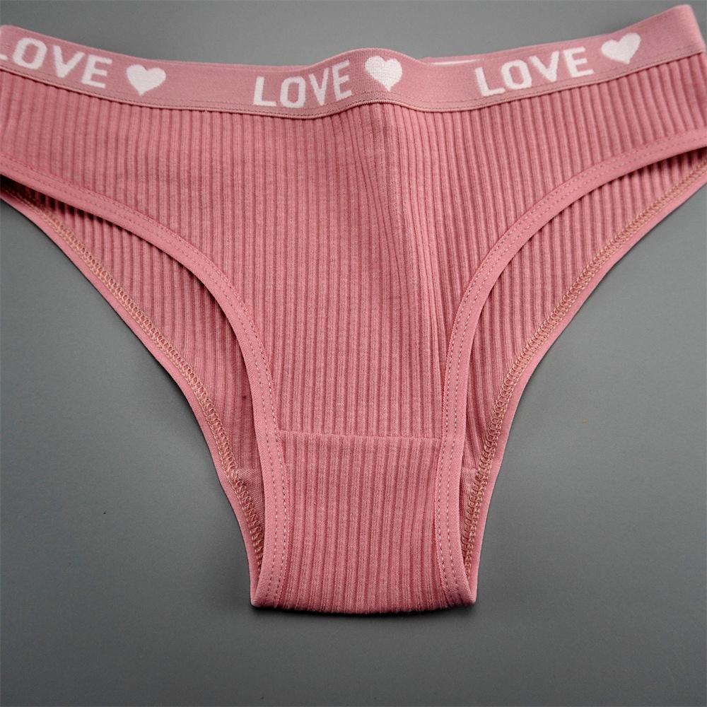 6 PCS/Pack Women Underwears Low Waist Cute Girls' Letters Waistband Cotton Briefs Comfortable Seamless Ladies Lingerie
