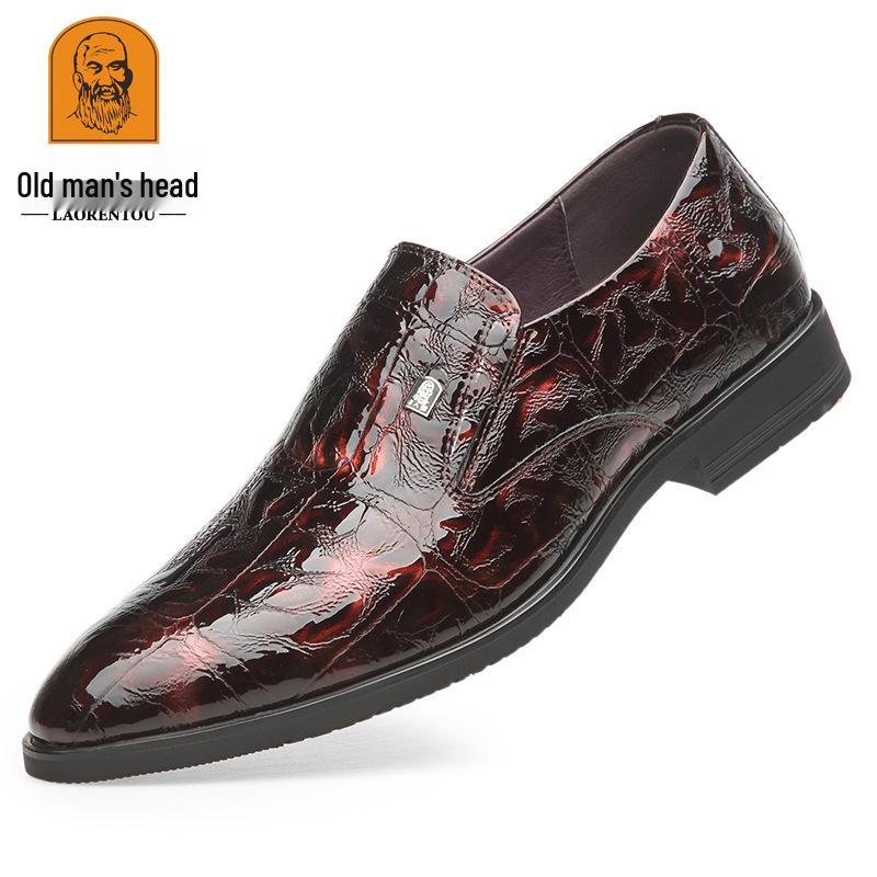 Men s British Style Breathable Slip-On Leather Shoes 42 вино красного
