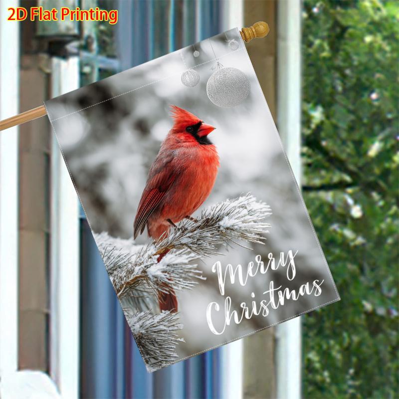 1pcs Winter Christmas, Cardinals and Pine Branches (2) - Flagdouble-sided Garden Flag Courtyard Decoration, Outdoor Decoration, Lawn Decoration, Flag