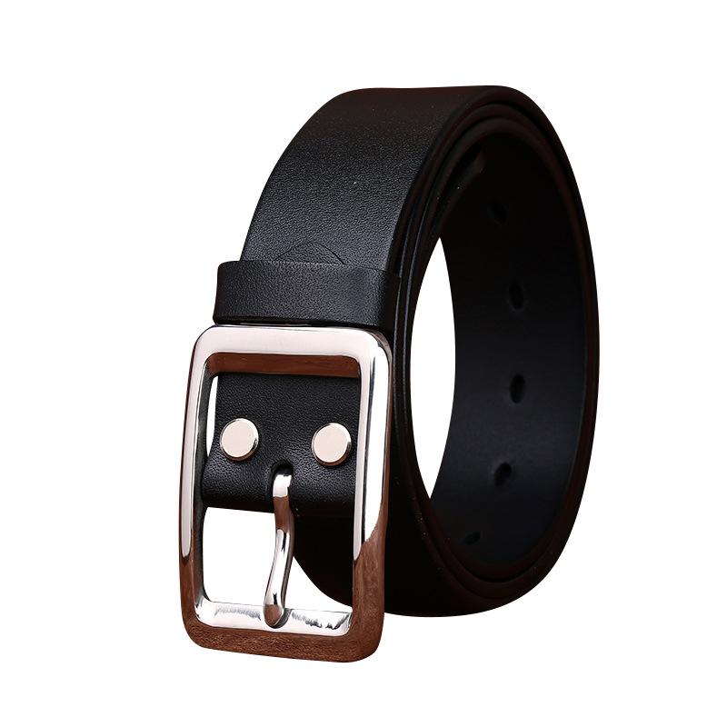 Men'S Simple And Versatile Fashion Light Luxury Stainless Steel Buckle Belt Men'S Genuine Leather First Layer Cowhide Business Leisure Belt Men