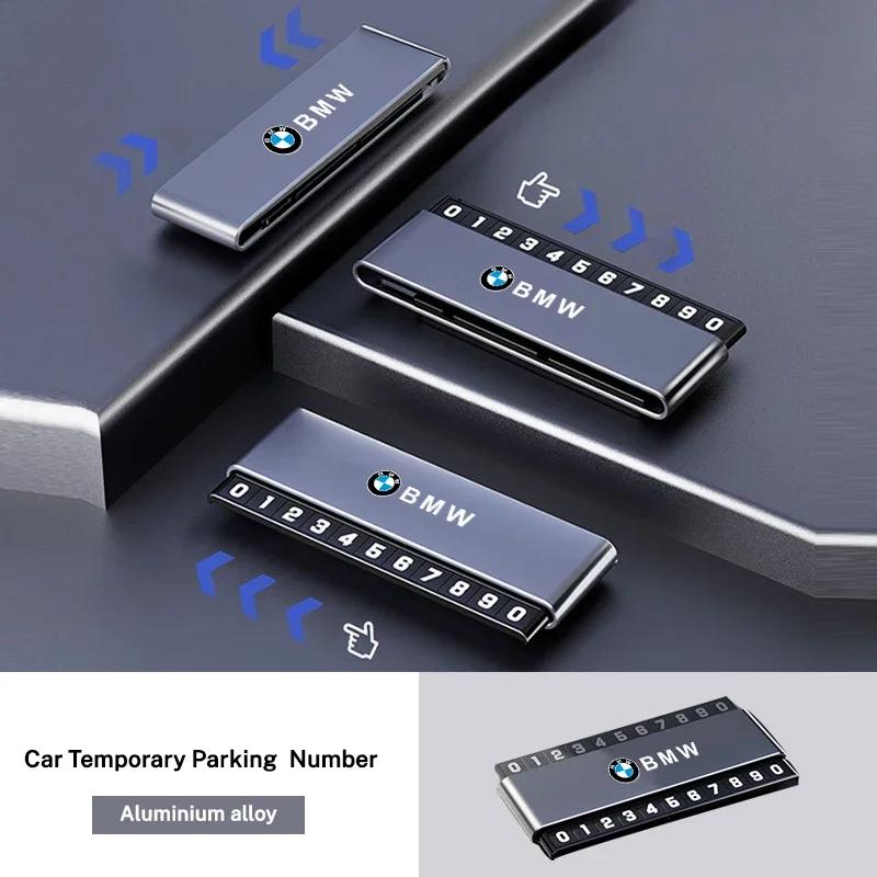 LJFJN1 Car Sticker Aluminium Alloy Car Temporary Parking Card Phone Number Plate For BMW M Emblem M3 M5 X1 E46 E36 E34 F10 E90 F30 E60