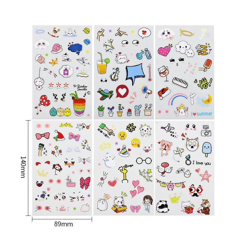 6 Sheets/Set Korean Version Cartoon Transparent PVC Stickers Cute Animal Kawaii Self Adhesive Kids DIY Scrapbooking Sticker