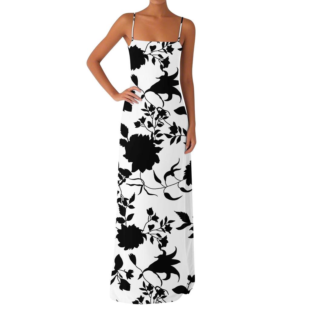 Women's Off-the-shoulder Sexy Silky Floral Print Long Dress Dress