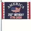 1pc Cute Hat American 250th Anniversary Flag 3x5, 1776-2026 250th Anniversary Flag, "God Bless America" Patriotic Banner Tapestry for Room, Yard Sign 