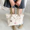 Weißer schräger Beutel mit großer Kapazität, einfarbige einfache lässige Umhängetasche, tragbare Make-up-Tasche für Schüler, zum Pendeln
