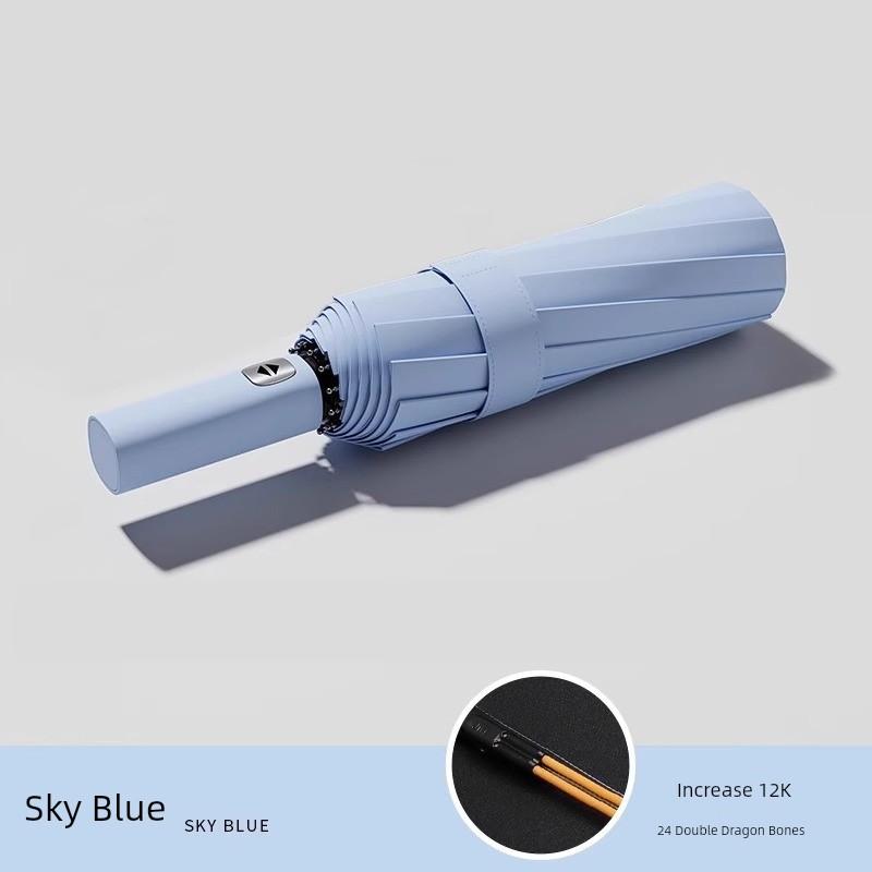 Umbrella with Enlarged Canopy, Thickened and Reinforced, Uv-Resistant, Compact and Portable, Dual-Use for Women and Men, Fully Automatic Sunshade