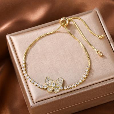 Zircon Diamond Butterfly Bracelet Niche Design Sense Simple Bracelet Personality Versatile Jewelry Wholesale