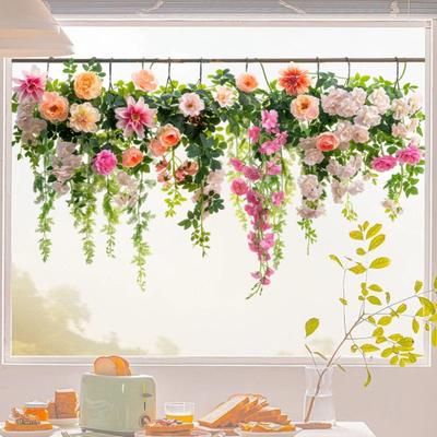 Bunte Floral Statische Aufkleber Doppelseitige Wasserdichte Blumen Aufkleber Frühling Fenster Klammert für