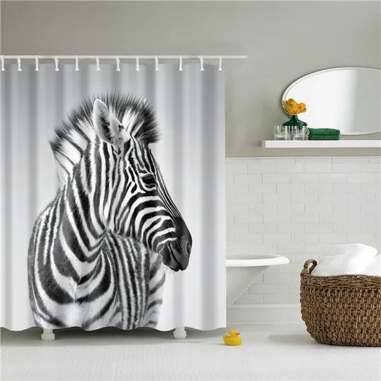 Elephant Octopus Owl Deer Horse Zebra Animals Printed Shower Curtains Bathroom Curtain With Hooks 180X180Cm