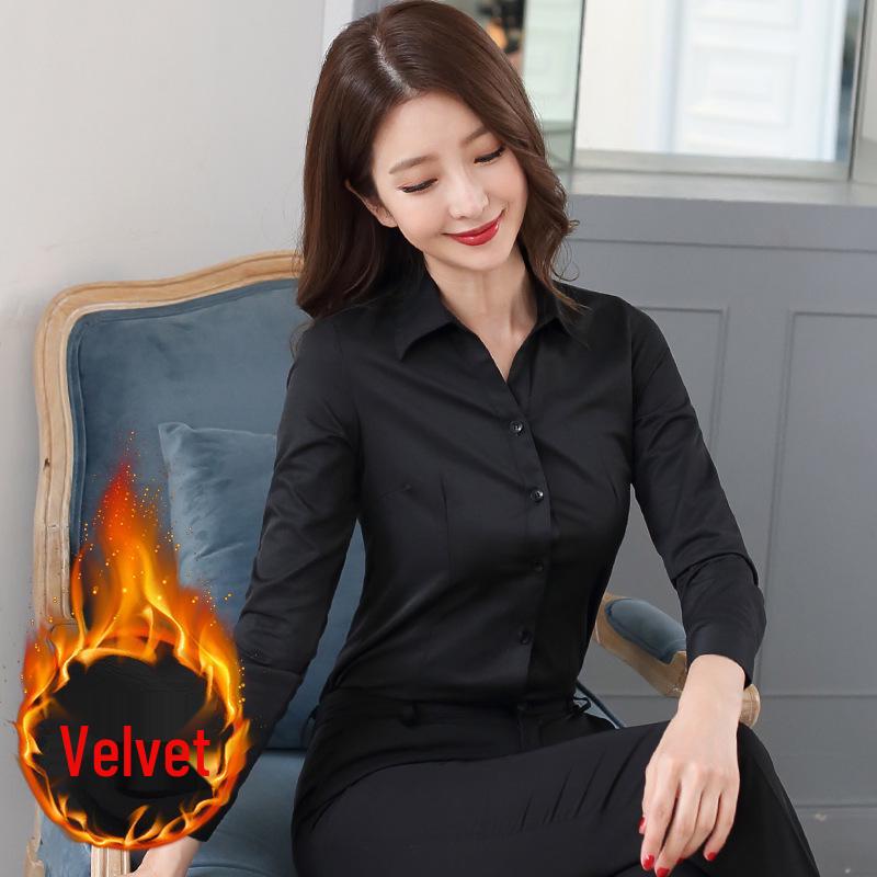 Women's Winter Slimming Velvet Workwear Shirt - Warm & Thickened