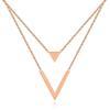 Ladies Necklace Innovative Double Pendant Long Chain Hollow Triangle V-shaped Stainless Steel Necklace