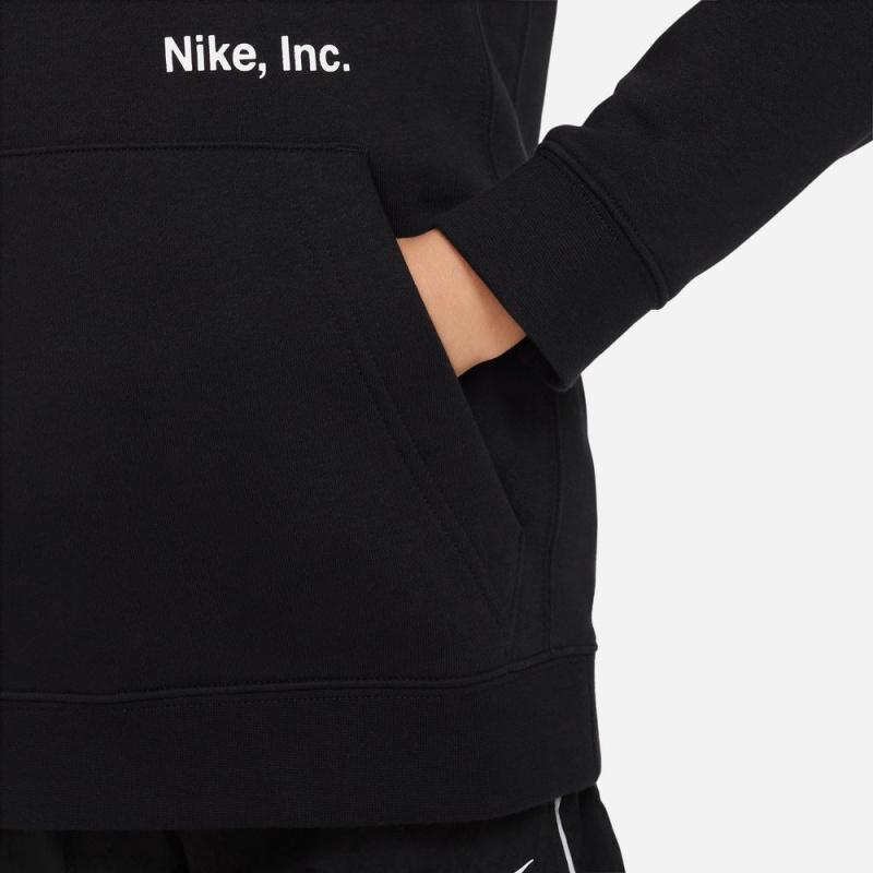 Nike Hooded Solid Color Printed Letter Sweatshirt Kids Sweatshirt Black DX5158-010